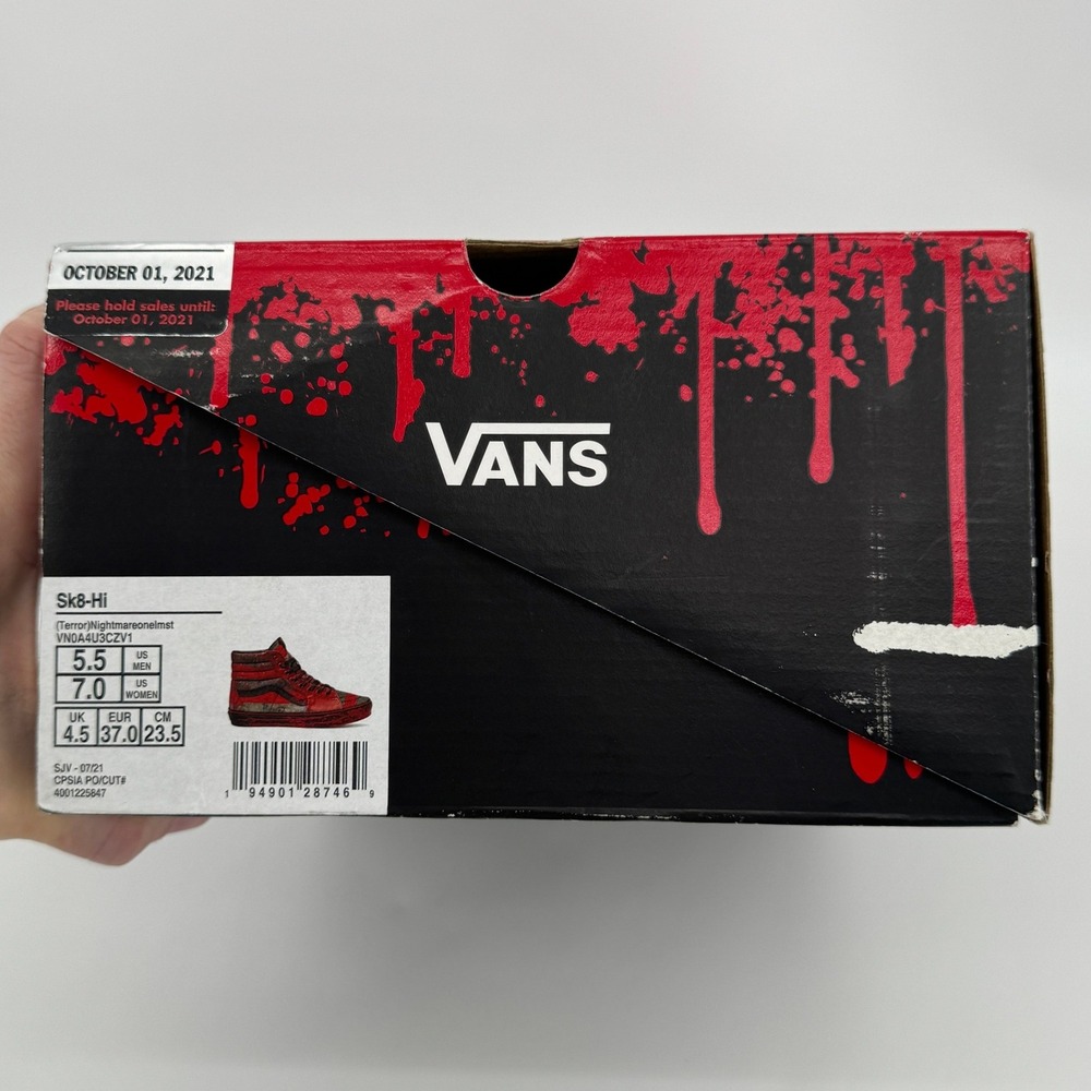 Vans House of Terror Nightmare On Elm Street Sk8-Hi Sneakers 7 Horror Collector - Picture 9 of 10